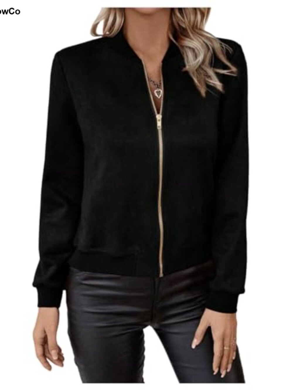 Verdusa Zip Up Faux Suede Bomber Jacket Lightweight Streetwear